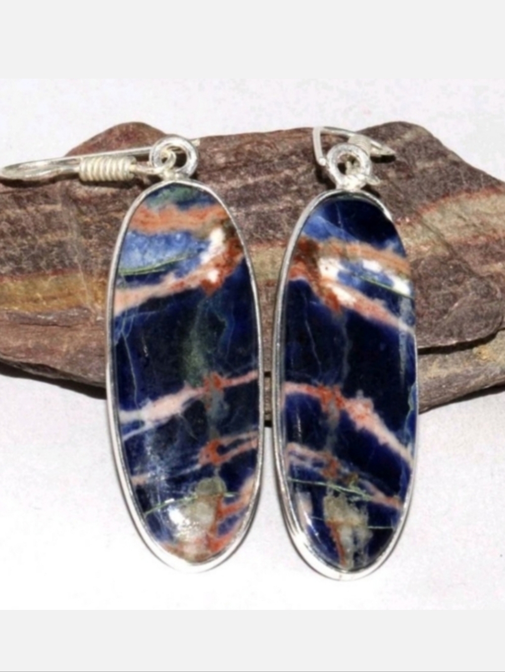 Sodalite Gemstone Jewelry 925 Sterling Silver Handmade Drop Dangle Earrings